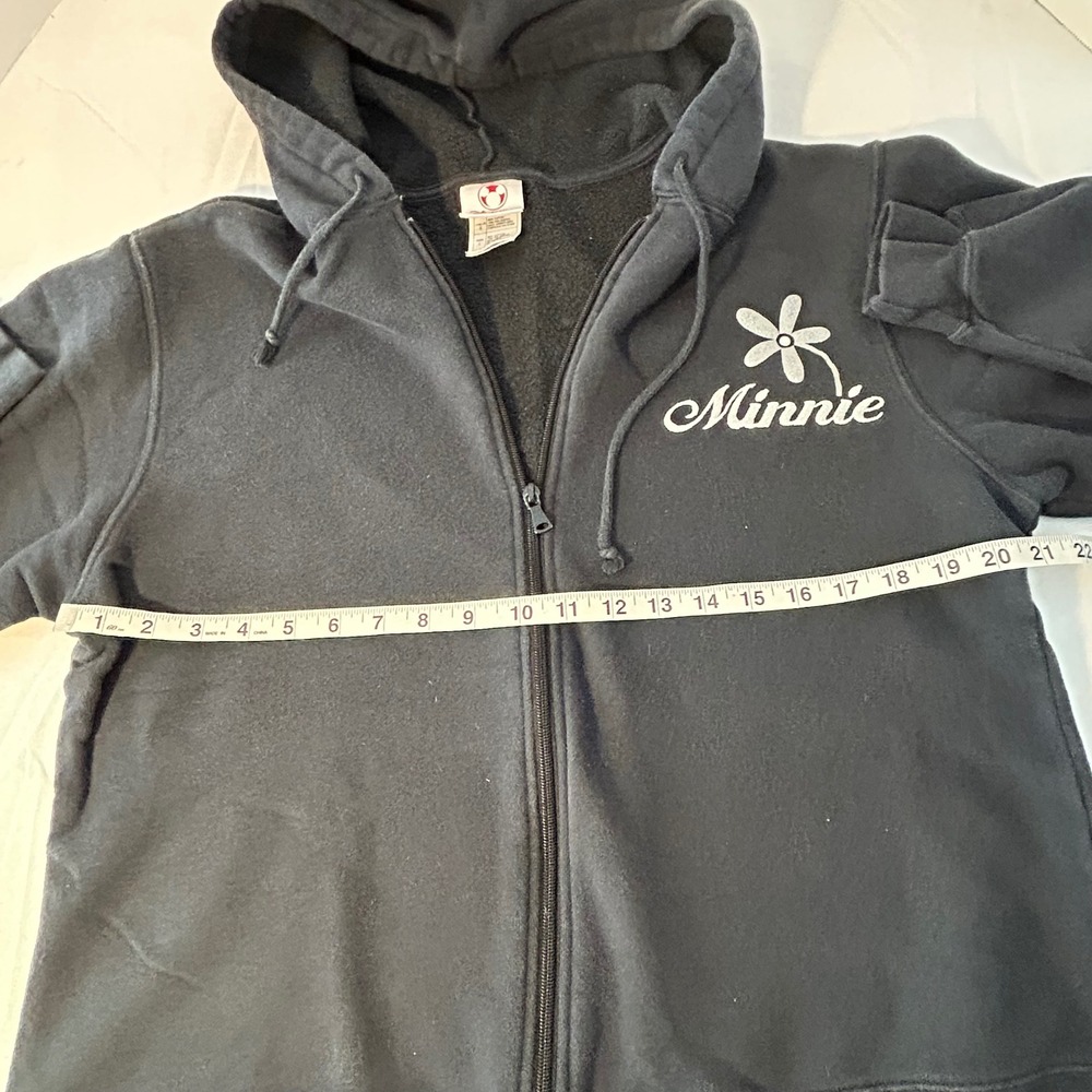 Disney Store Minnie Mouse Daisy Flower Zip Up Hoodie Sweatshirt Black - Picture 4 of 7